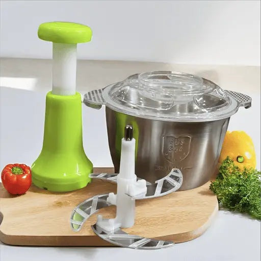 2L Manual Food Chopper | Stainless Steel | Kitchen Multi-purpose Vegetable and Nuts Chopper