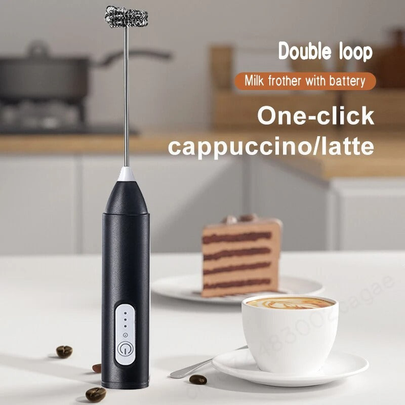 Electric Coffee & Egg Beater | USB Rechargeable | 3‑in‑1 Handheld Mixer | Adjustable Speed Frother & Milk Foamer