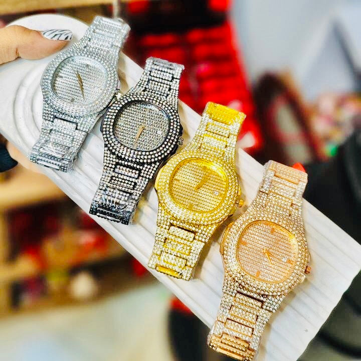 Men Watch Diamond Steel Luxury Stylish Durable Quality Timeless Design