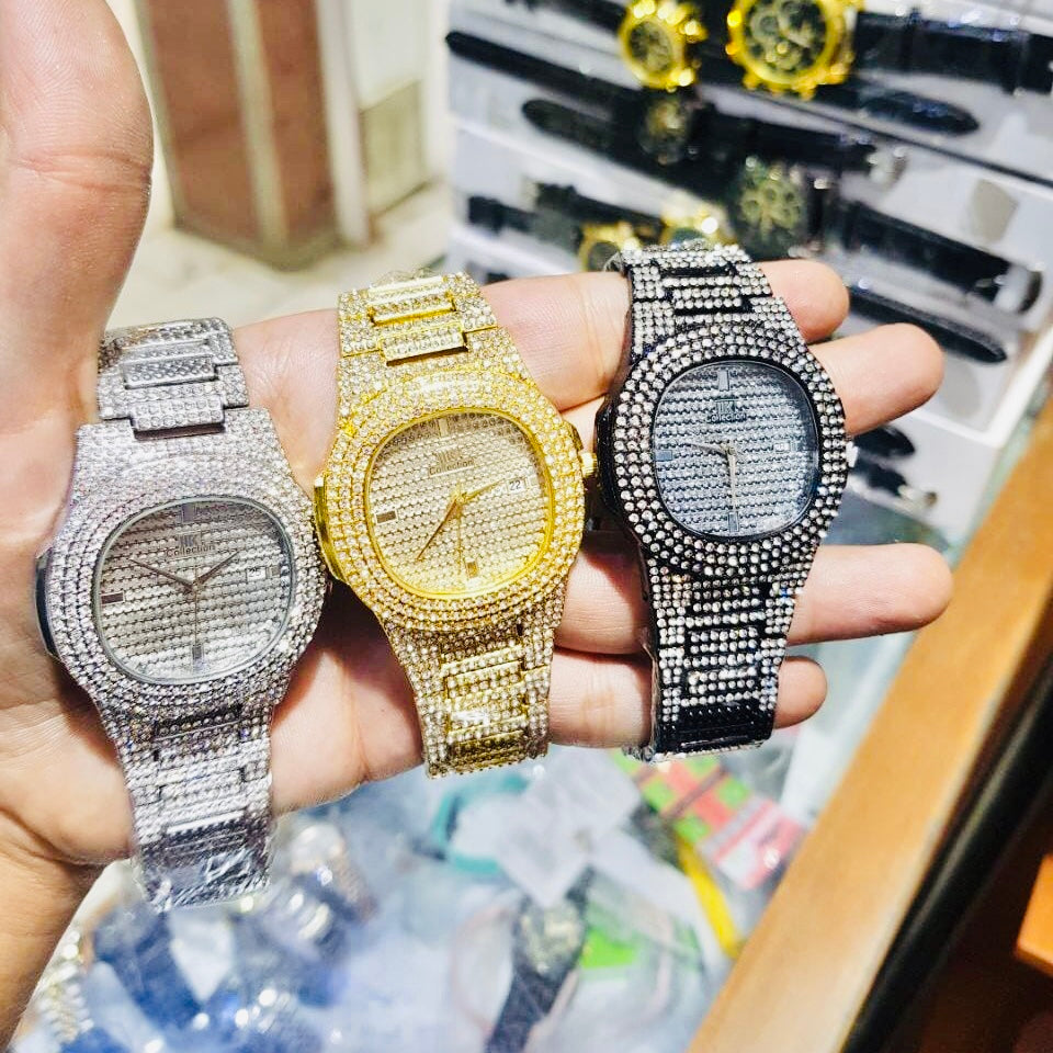 Men Watch Diamond Steel Luxury Stylish Durable Quality Timeless Design
